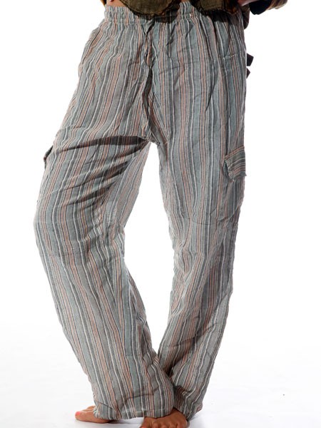 Stripe cotton cargo pants