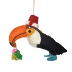 Handcrafted felt Toucan bird with Christmas hat