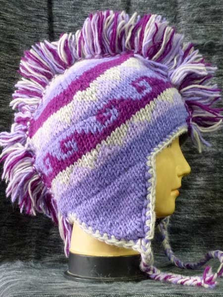 Mohican ear flap hat-lilac