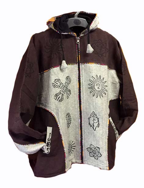 Heavy cotton jacket-brown print