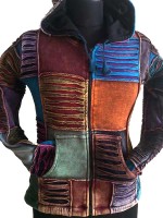 Patchwork Nepalese hoodie which has been stonewashed to give earthy tones. Lined with fleece.