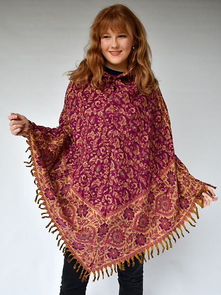 Floral Nepalese poncho