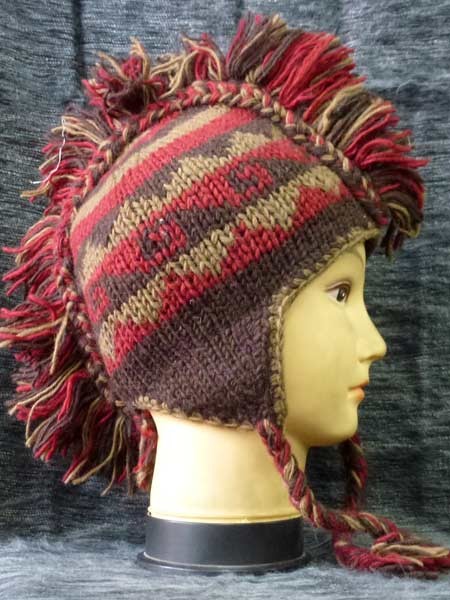 Mohican sherpa hat-maroon