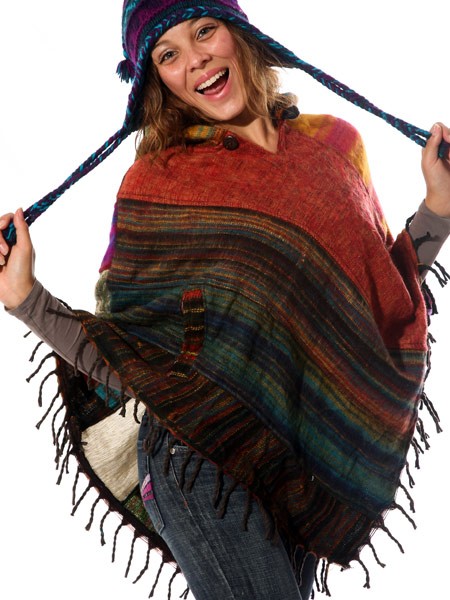 Stripe shawl poncho