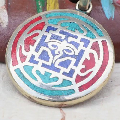 Mandala Carved Metal Pendant