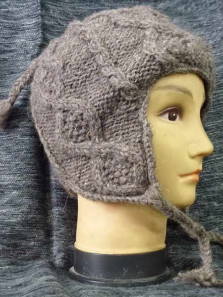 Cable knit natural sherpa hat
