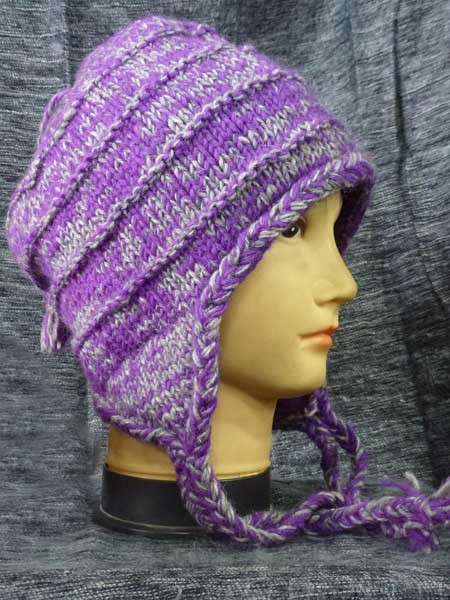 Purple earflap hats