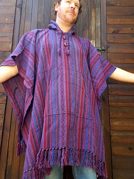 Woven stone washed poncho