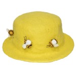 Yellow felt hat with bee design