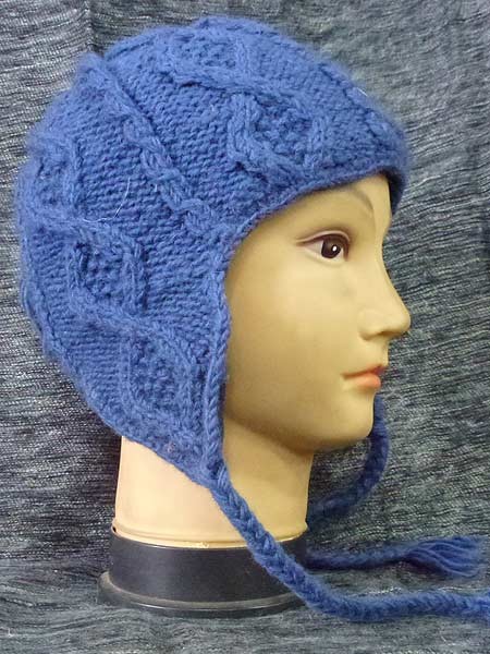 Cable knit light blue sherpa hat
