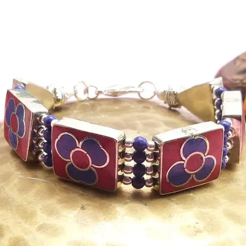 Coral stone Nepalese bracelet
