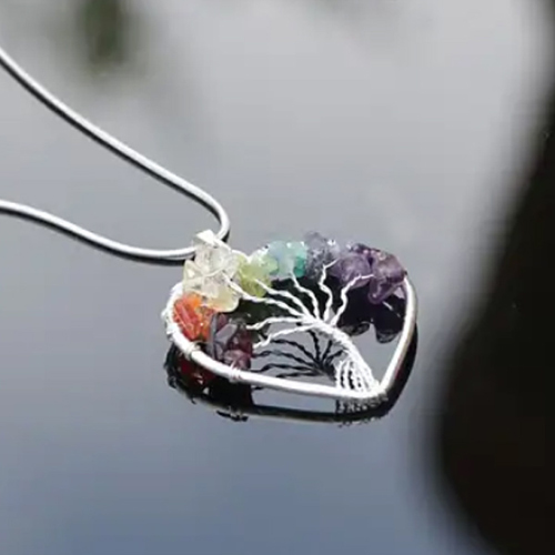 Heart shaped stone necklace handcrafted in Nepal