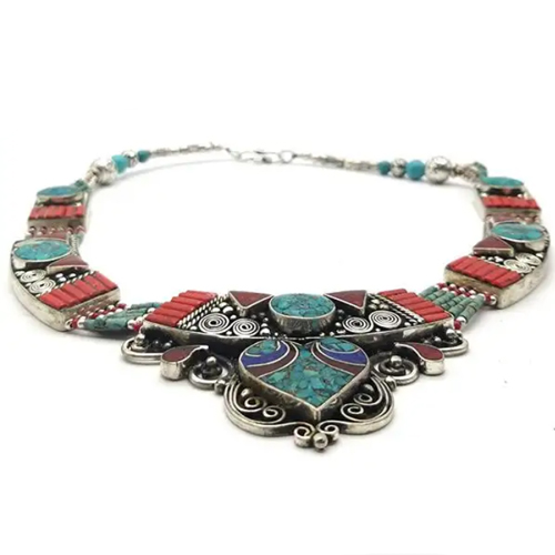 Inlaid stone Nepalese necklace
