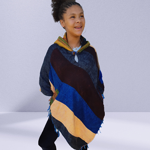 Kids winter hippie poncho