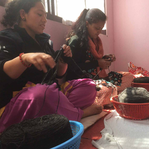 Nepali women working in a clothing factory