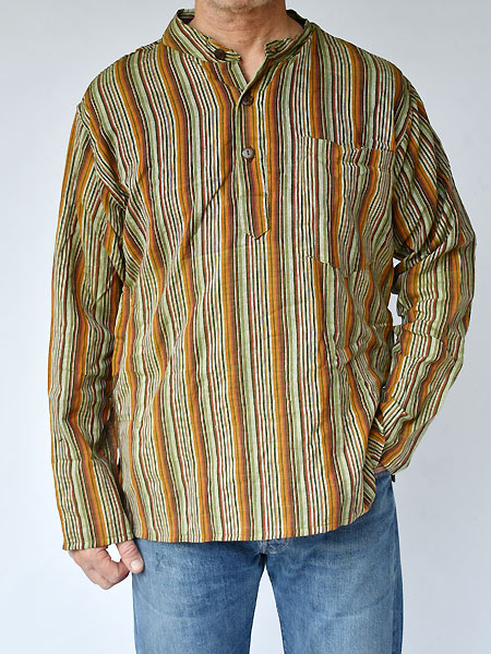 lila Ciro Brisa Camisa hombre hippie | Camisas de abuelo de algodón nepalí