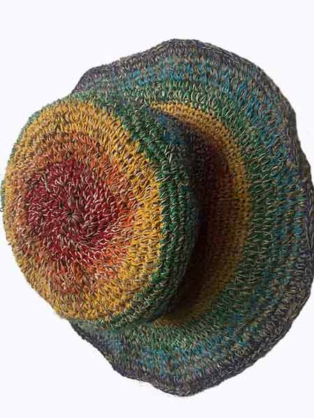 Chapeau De Soleil Multicolore Avec Motif Feuille De Chanvre - Taille Unique 58 Cm, Coton Réversible