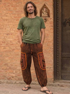 Brown cargo hippie long pants