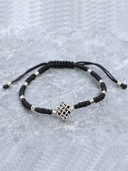 Hand Knotted Wrist Mala With Endless Knot Bead