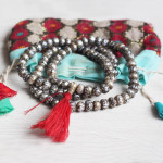 Pearl mantra carved prayer mala necklace