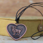 Heart shaped copper Aries pendant