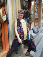 Sleeveless cotton poncho made in Nepal