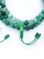 8mm Green Agate Stone Mala Necklace and Bracelet Set, Handcrafted in Nepal by Himalayan Handmades International.