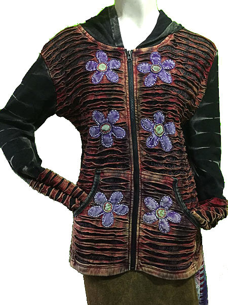 Felpa Con Cappuccio Donna Neverless - Elefante Mandala Bohemien - Hamsa Nera (Taglia M)