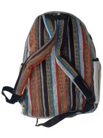 Pure hemp backpack made with a mix of woven cotton and featuring an Om sign motif