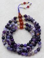 Blue agate stone prayer beads necklace