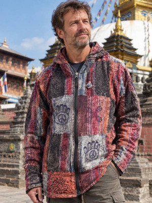 Stonewashed hippie patch jacket