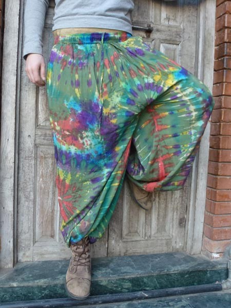 Pantalón festival hippie  Pantalones funky con efecto tie dye