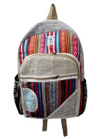 Colorful backpack made from cotton and hemp in multi patches.