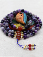 Blue agate stone prayer beads necklace