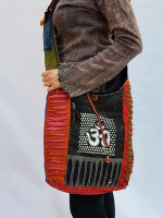 Ohm sign sling monk bag from Nepal with razor cut sides