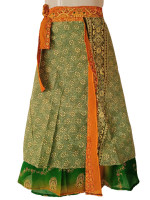 Floral print silk wrap skirt from Nepal