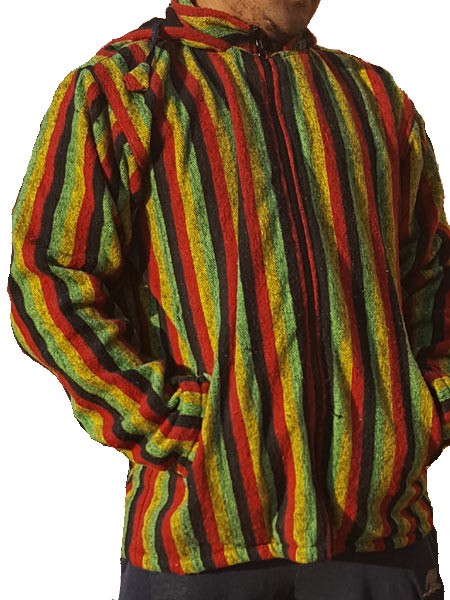 Rasta striped woven hoodie