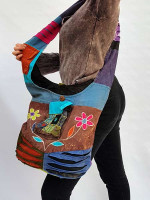 Patch boho shoulder bag