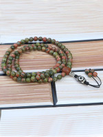 Dzi Unakite Stone Prayer Mala