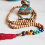 Sandalwood chakra prayer mala necklace