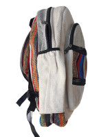Pure hemp backpack made with a mix of woven cotton and featuring an Om sign motif