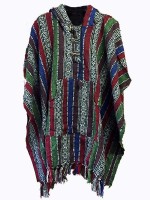 Hand woven geri cotton poncho from Nepal