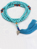 Turquoise Stone Japa Mala With Elephant Charm