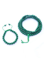 8 mm Malachite Stone Mala Necklace & Wrist Mala Set – Handcrafted in Nepal and sold online by Himalayan Handmades International