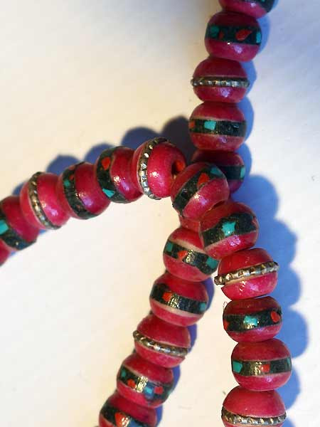 Dark Red Inlay Bone Mala