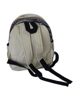 Hemp and woven cotton backpack with mushroom design