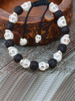 Calming Howlite Skull Wrist Mala Prayer Beads