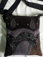 Hippie chic suede passport bag