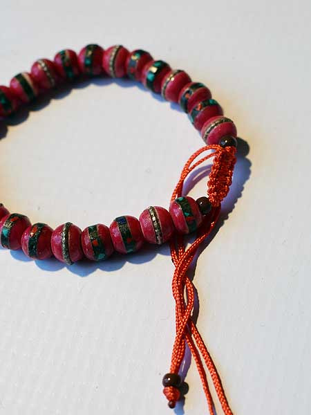 Pink inlaid wrist mala