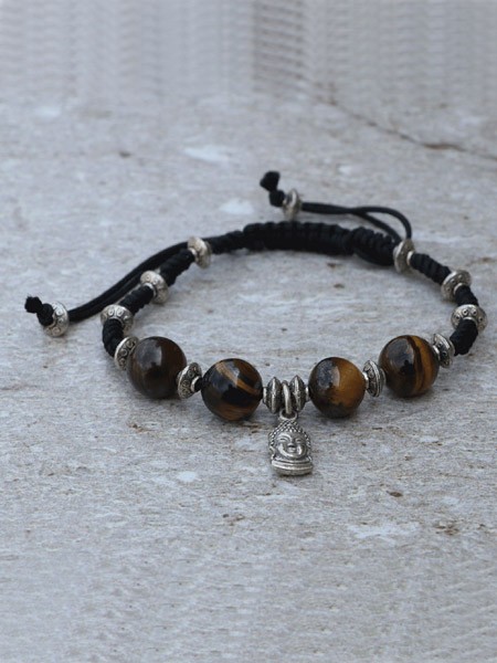 Buddha Hand Knotted Tiger Eye Stone Wrist Mala